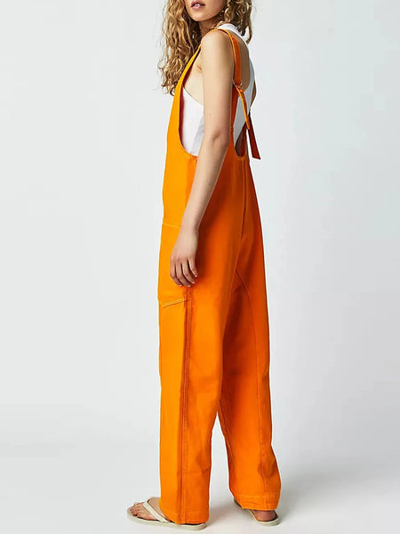 Trendy Oversized Solid Color Overall Jumpsuit