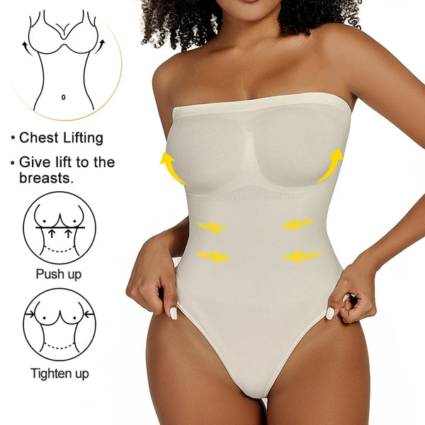 Trendy Strapless Thong Waist Trainer And Lifter