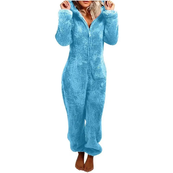 Trendy Plush Jumpsuit Hooded Pajamas