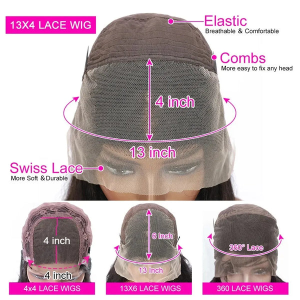 Trendy Dark Blue Lace Body Wave Human Hair Wig