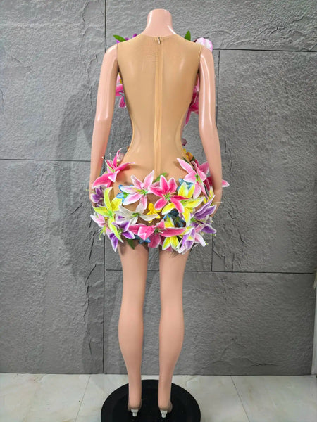 Trendy Floral Banquet Party Dress