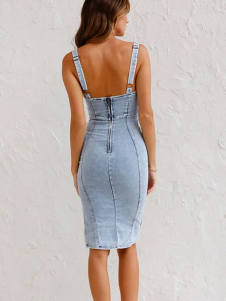 Modieuse Halter Denomlyfbandrok Met Split