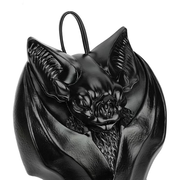 Trendy Gothic Black Bat Shaped Halloween Backpack