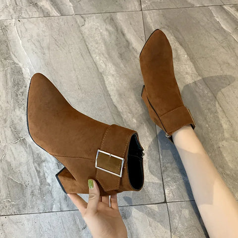 Trendy Casual Ankle High Heel Boots