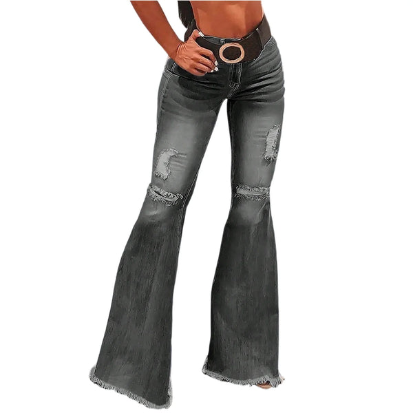Vroue-Jeans Retro Effekleur Hoëmiddellyf Rek-Denim Langbroek Sexy Ontwerp Jeans Mode Straatdrag Alledaagse Vroulike Rekbroek
