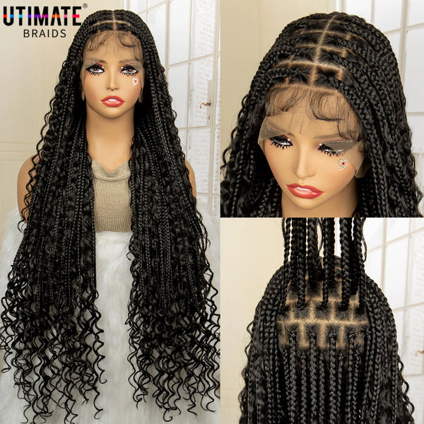 Trendy Knotless 36 Inches Long Boho Braided Wig With Baby Hair