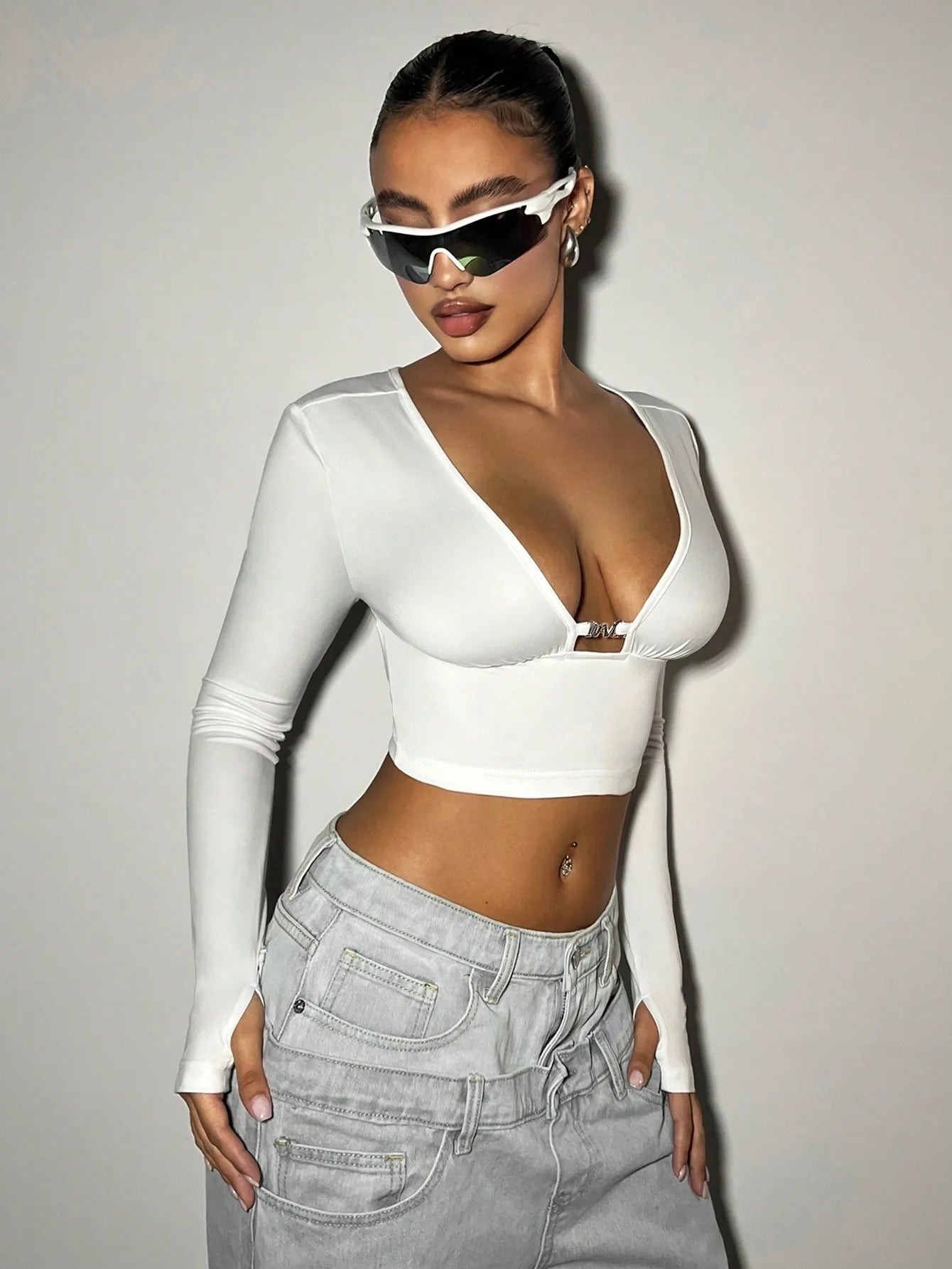 Trendy Hollow Out V Neck Backless Blouse