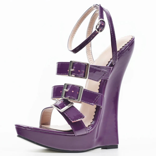 Trendy High Wedge Buckle Strap Heel Sandals