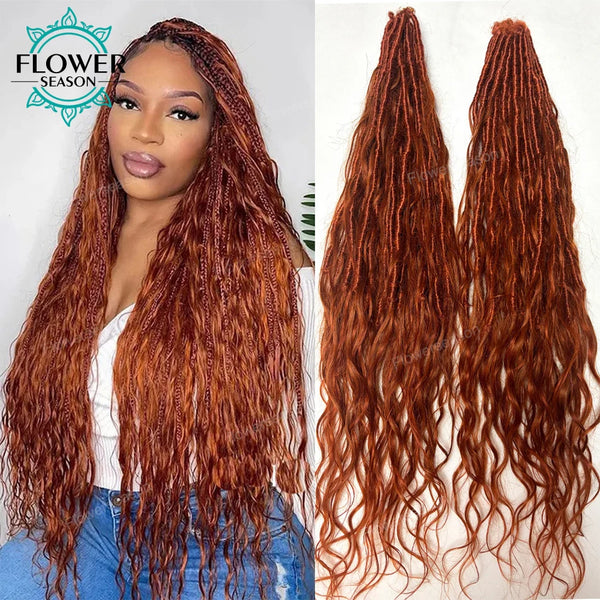 Trendy Ginger Crochet Boho Human Body Wave Locs