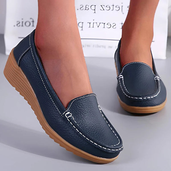 Trendy Leather Penny Loafers With Heel