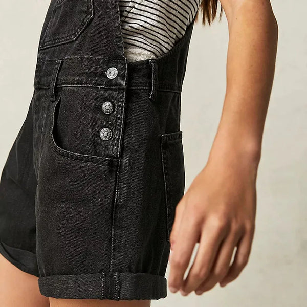 Trendy Sleeveless High Waist Overall Shorts