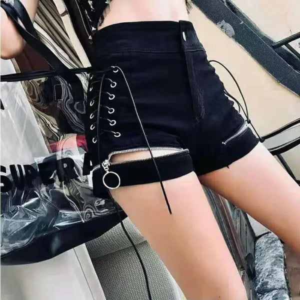 Trendy Peak A Boo Zipper Mini Shorts