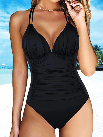 Trendy Halter Backless One- Piece Swimsuit