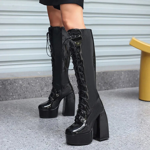Trendy Thigh High Solid Color Knee Boots