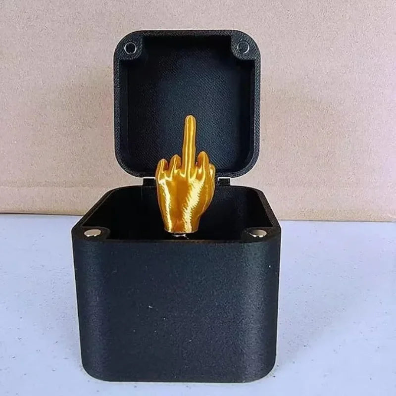 Trendy Pop The Question Middle Finger Jewelry Box