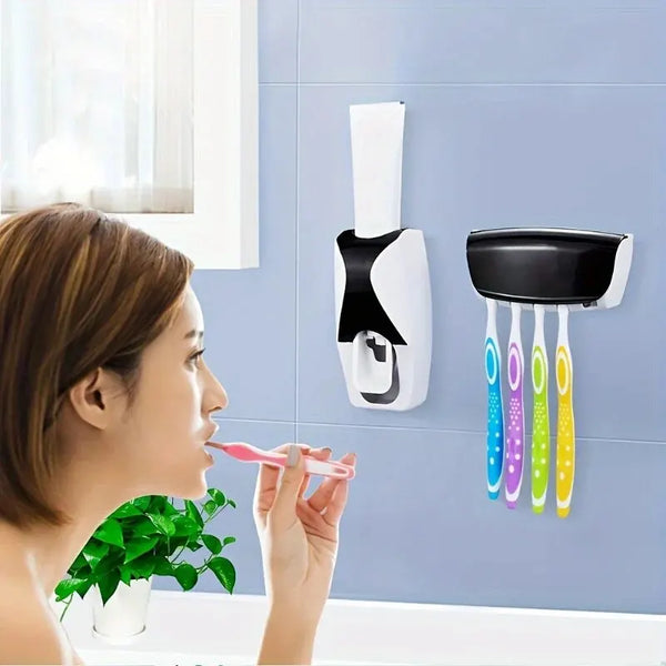 Trendy Toothbrush Holder With Automatic Toothpaste Dispenser