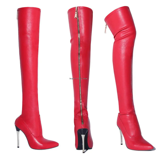 Trendy Over The Knee Patent Leather Stilettos Boots