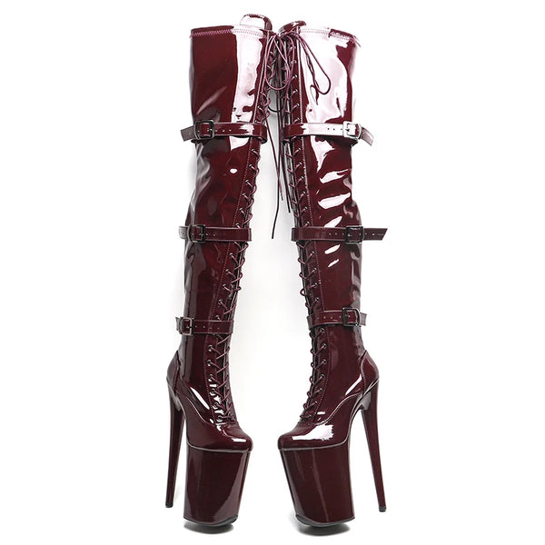 Trendy Platform High Heel Patent Leather Booits