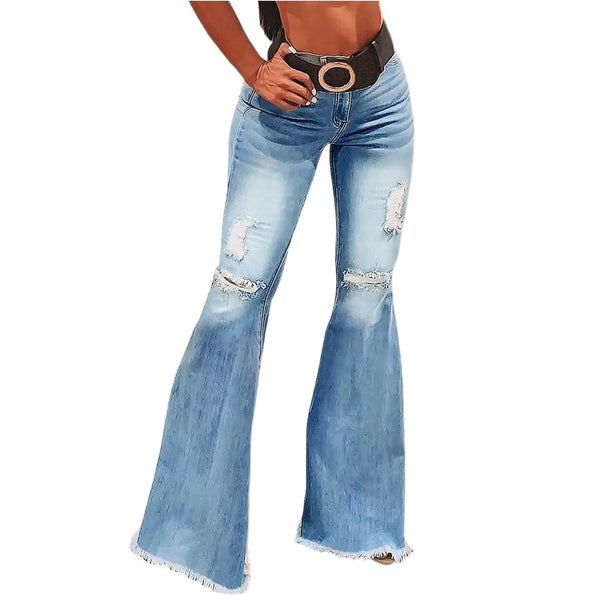 Vroue-Jeans Retro Effekleur Hoëmiddellyf Rek-Denim Langbroek Sexy Ontwerp Jeans Mode Straatdrag Alledaagse Vroulike Rekbroek