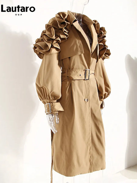 Trendy Long Trench Coat With Belt