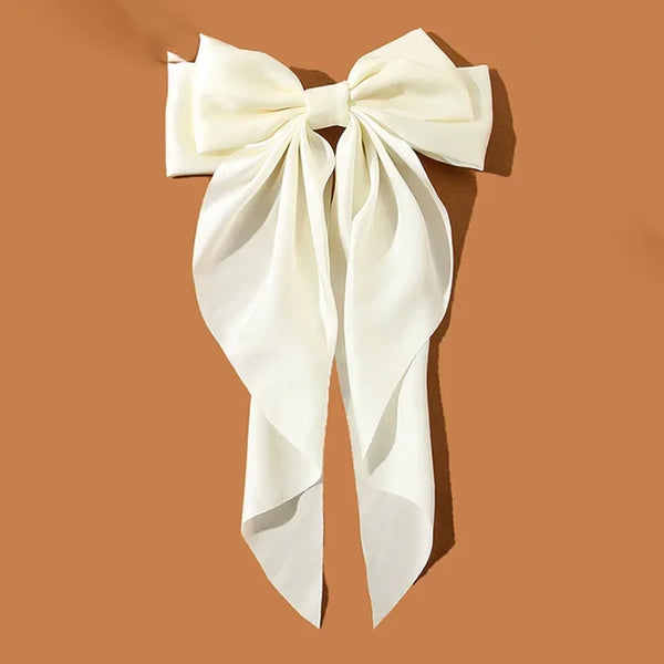 Trendy Bowknot Solid Color Satin Ribbon Hair Clip