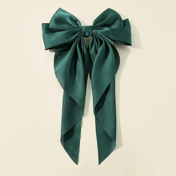 Trendy Bowknot Solid Color Satin Ribbon Hair Clip