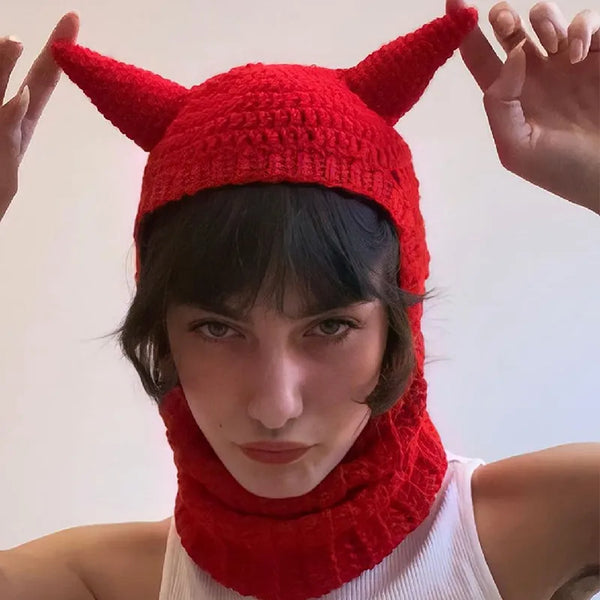 Trendy Knit Bunny Ears Face Cover Mask