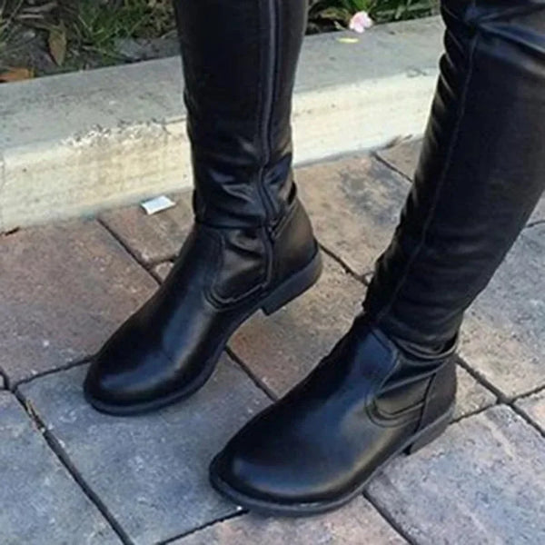 Trendy Knee Length Square Heel Round Toe Boots