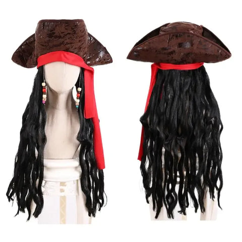 Trendy Halloween Caribbean Pirate Hat Wig