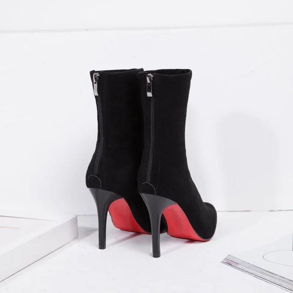 Trendy Pointed Toe Stiletto Boot Heels