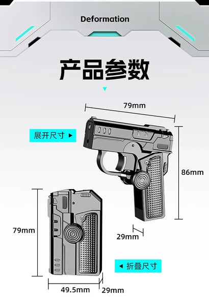 Metal Folding Gun Style Inflatable Lighter Windproof Butane Gas Jet Red Flame Gyroscope Lighter with Laser for Men's Small Tool