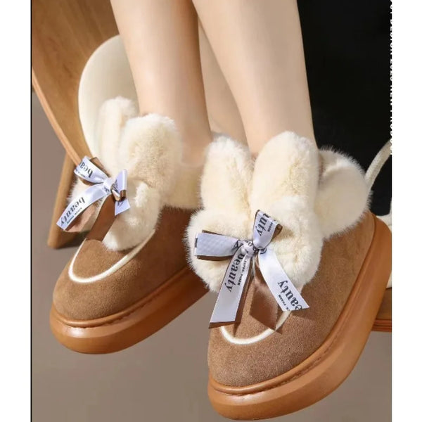 Trendy Velvet Cotton Bow Snowboots - TrendsetterbyTracy Boutique