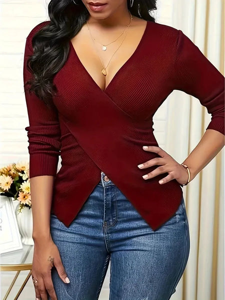 Trendy Cross-long-Sleeved V -neck Shirt