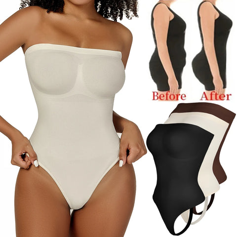 Trendy Strapless Thong Waist Trainer And Lifter