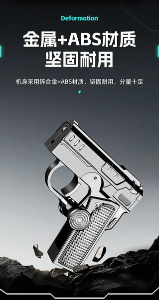 Metal Folding Gun Style Inflatable Lighter Windproof Butane Gas Jet Red Flame Gyroscope Lighter with Laser for Men's Small Tool