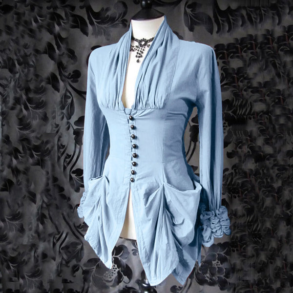 Trendy Gothic Ruffled Medieval Inspired Blouse