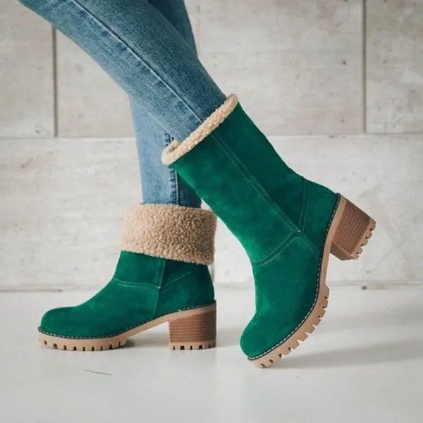 Trendy Suede Solid Color Short Chunky Heel Boots