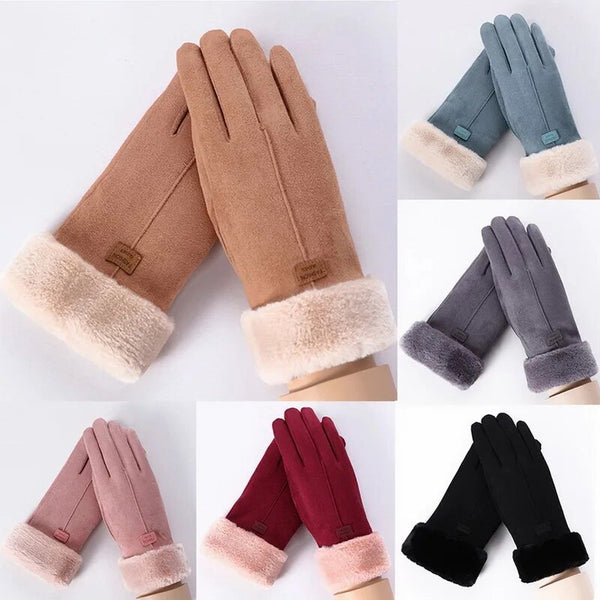Trendy Cashmere Leather Touch Screen  Gloves