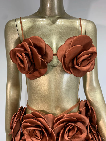 Trendy Backless Halter Top Floral Fabric Bandage Skirt Set