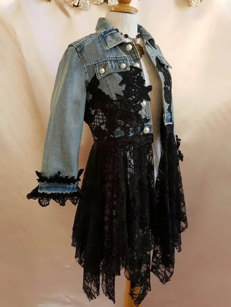 Trendy Lace Patchwork Denim Jacket