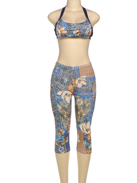 Trendy Floral Backless Tracksuit Camisole Set