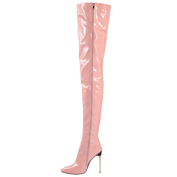 Trendy Patent Leather Over The Knee Boots