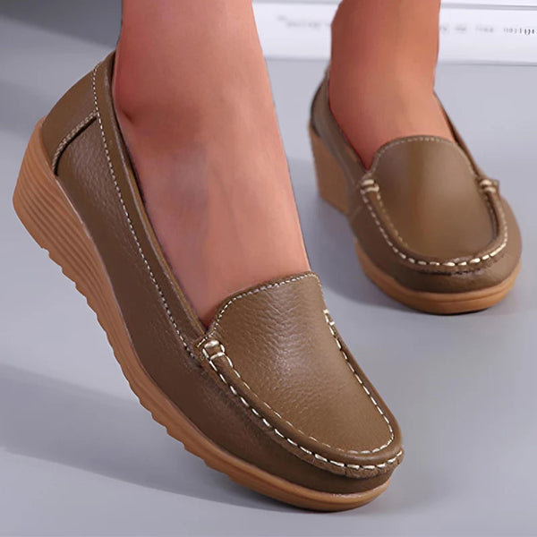 Trendy Leather Penny Loafers With Heel