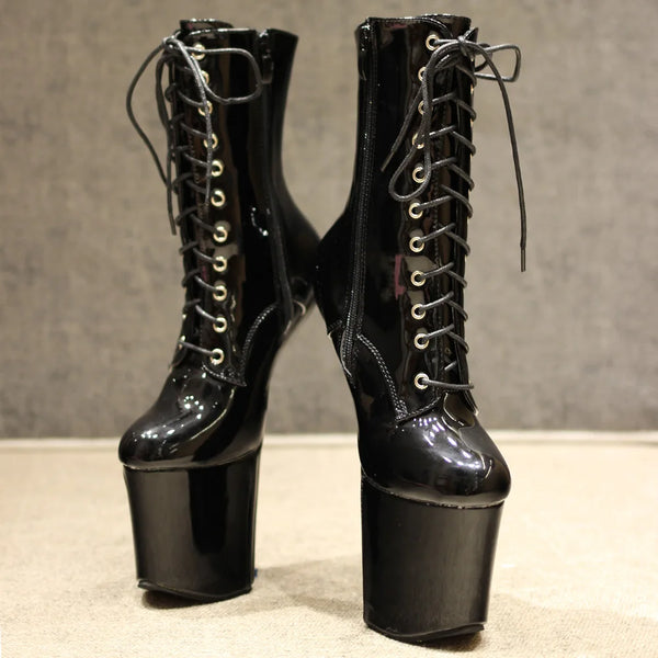 Trendy Black Heel Less Platform Ankle Boots