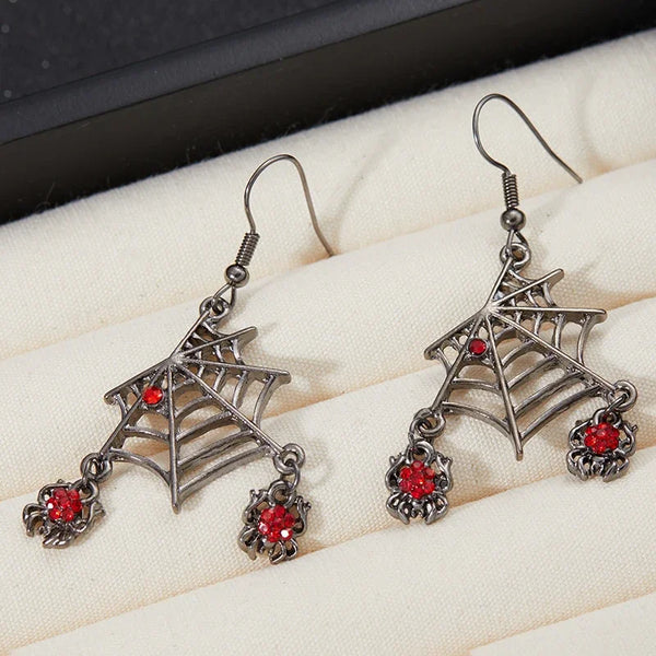 Acrylic Halloween Big Heart Circle Hollow Spider Web Drop Earrings For Women Girls Cobweb Dangle Earrings Festival Charm Jewelry