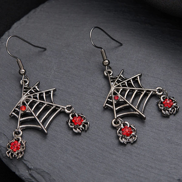 Acrylic Halloween Big Heart Circle Hollow Spider Web Drop Earrings For Women Girls Cobweb Dangle Earrings Festival Charm Jewelry