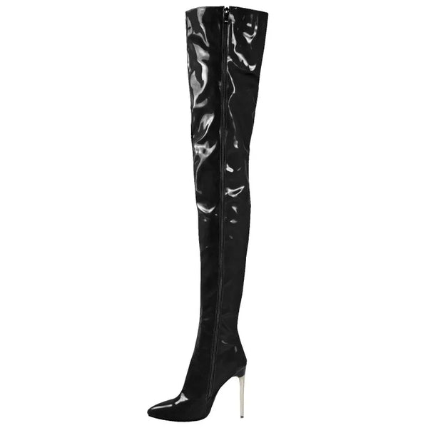 Trendy Over The Knee Patent Leather Stilettos Boots