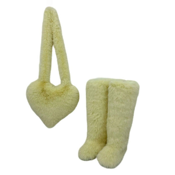 Trendy Heart Shaped Plush Purse And Boots