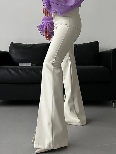 Trendy High Waist Slit Bottom Casual Pants