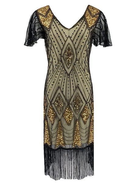 Trendy 1920s Fringed Butterfly Sleeve Party Dress Halloween Costume